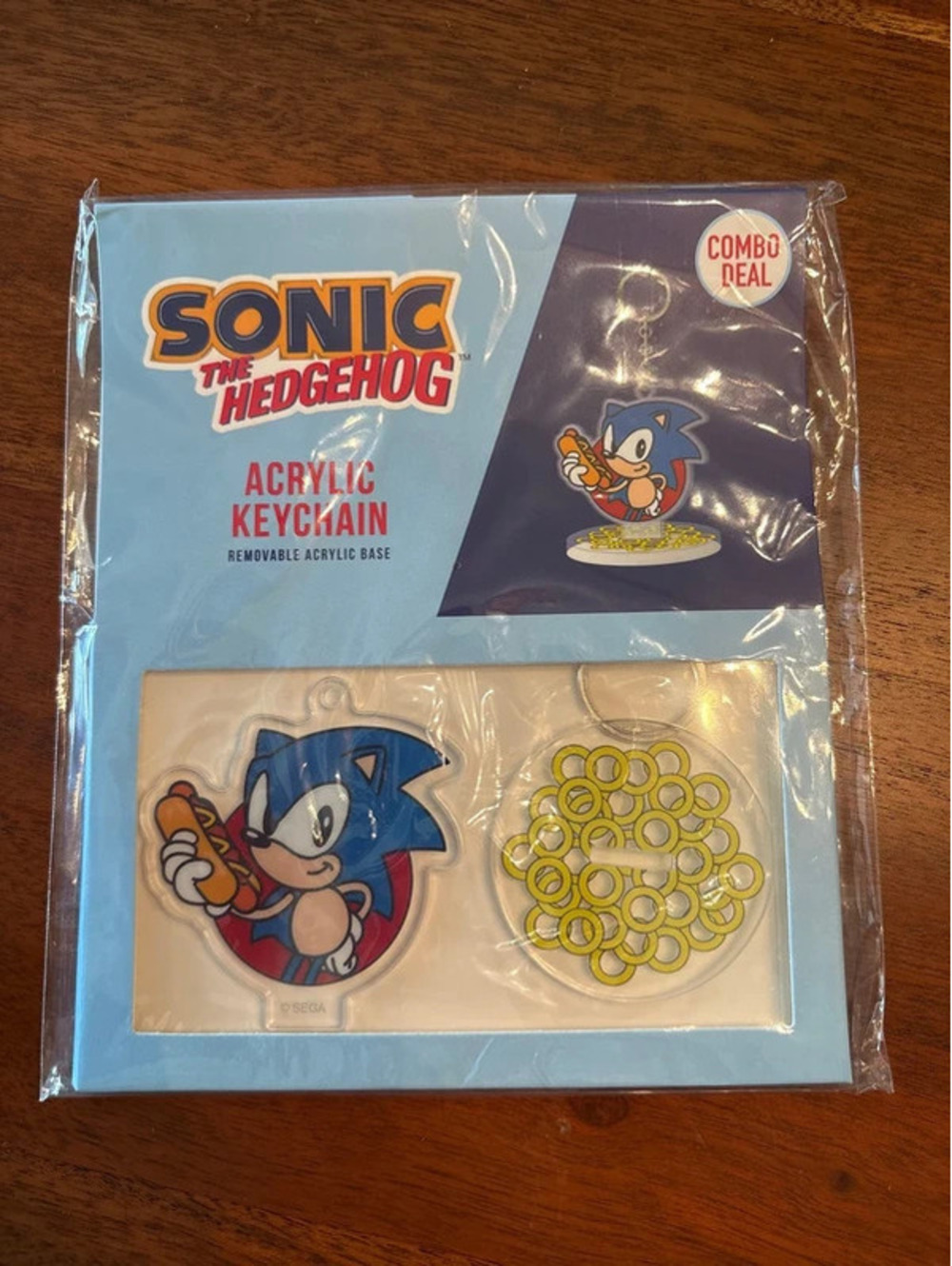 Sonic the Hedgehog Acrylic Keychain & Display Stand Chili Dog Rings SEGA